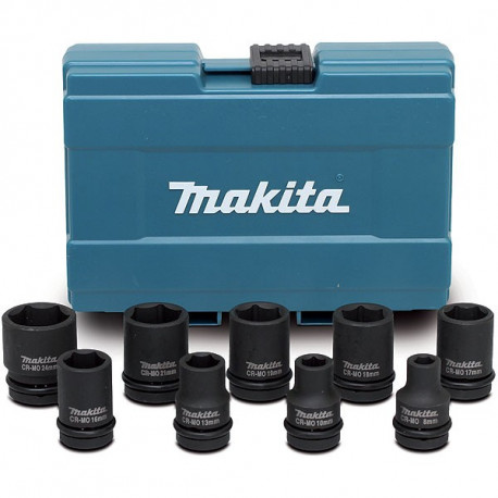 Coffret 9 douilles pour boulonneuses a choc 1/2'' Makita D-41517