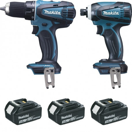 Lot perceuse et visseuse à chocs Makita 18V Li-Ion 3x3Ah - DLX2014JX4