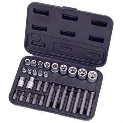 Coffret de douilles E4 à E20 et embouts Torx - 30 pièces HEXEL FE30