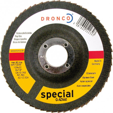 Dronco - 10 disques à lamelle Ø125mm grain 40 à 80 G-AZ A