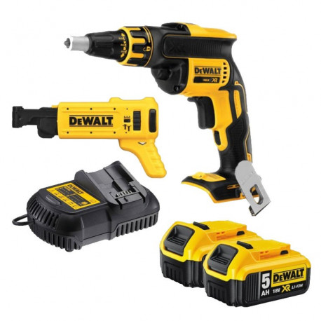 Visseuse plaques de plâtre sans fil DeWALT 18V Li-Ion 5Ah avec chargeur à bandes DCF620P2K