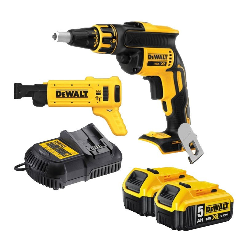 Visseuse plaques de plâtre sans fil DeWALT 18V Li-Ion 5Ah avec