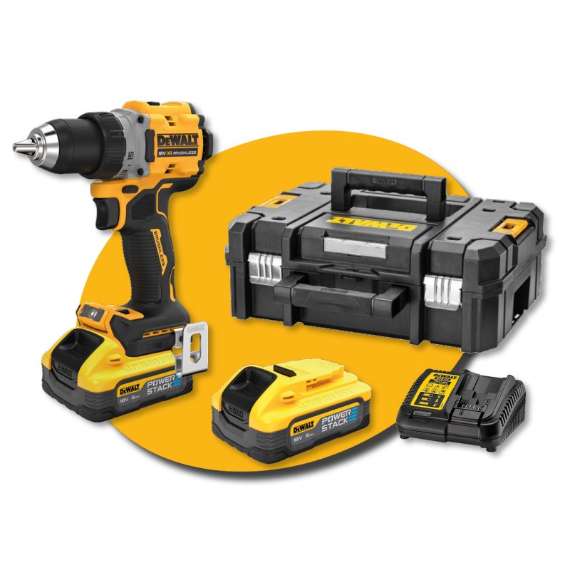 Perceuse compacte sans fil 18V Li-Ion 5Ah PowerStack Dewalt