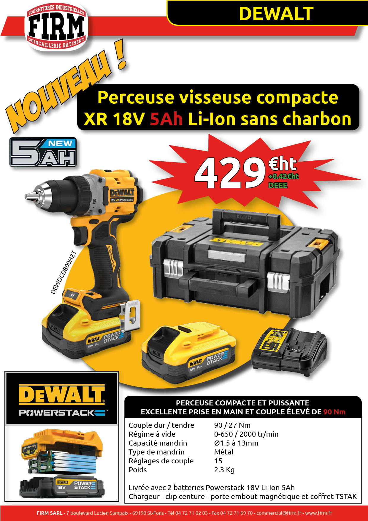 Perceuse Dewalt DCD800H2T